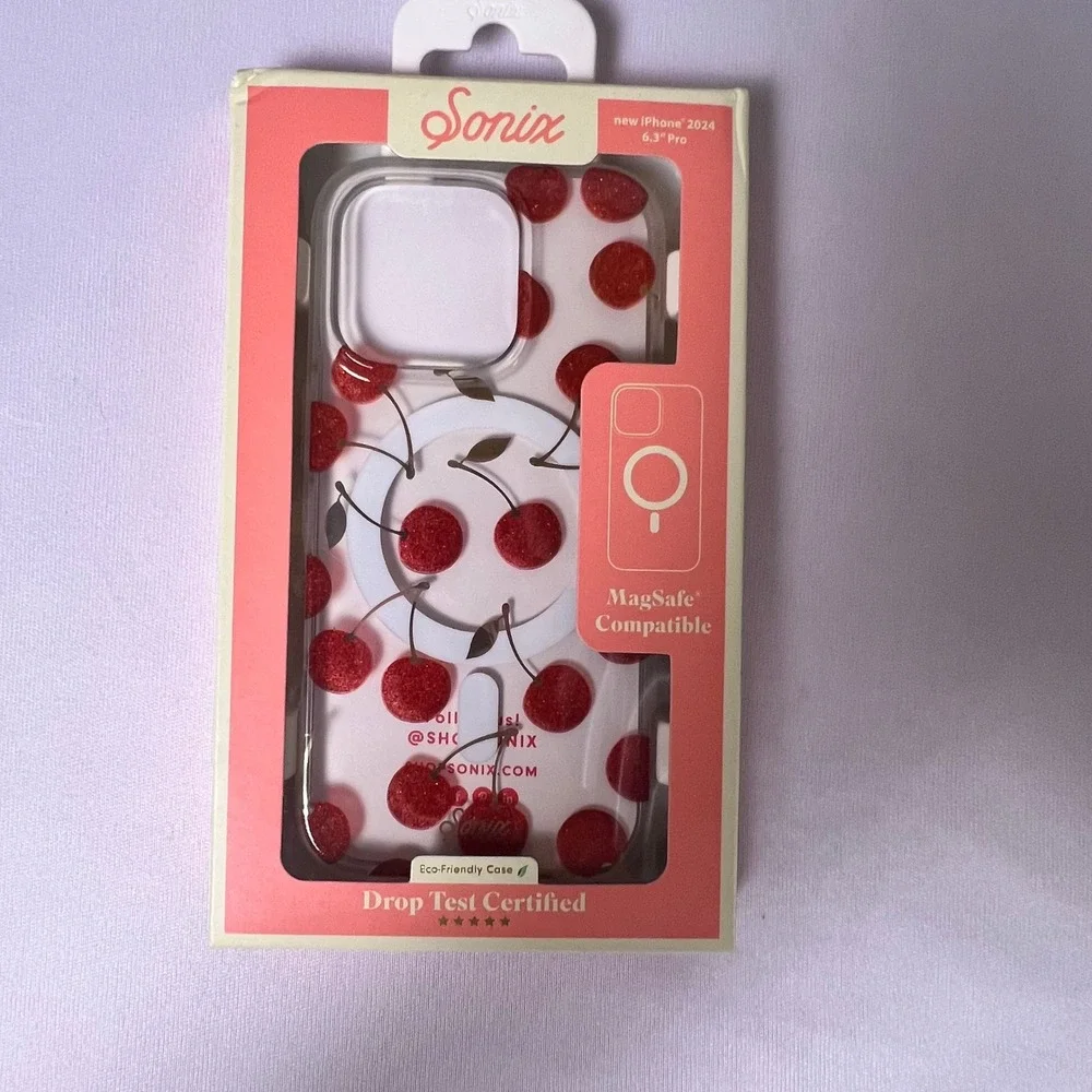 Sonix iPhone 16 Pro Case Cherry On Top MagSafe Red Glitter Fruit NEW